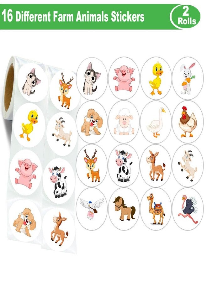 Hohamn 600 Pcs Farm Animals Stickers for Kids Teachers 1.5 Inch 16 Styles Farm Animals Stickers Roll for Kids Birthday Party School Reward Giveaways - Image 2
